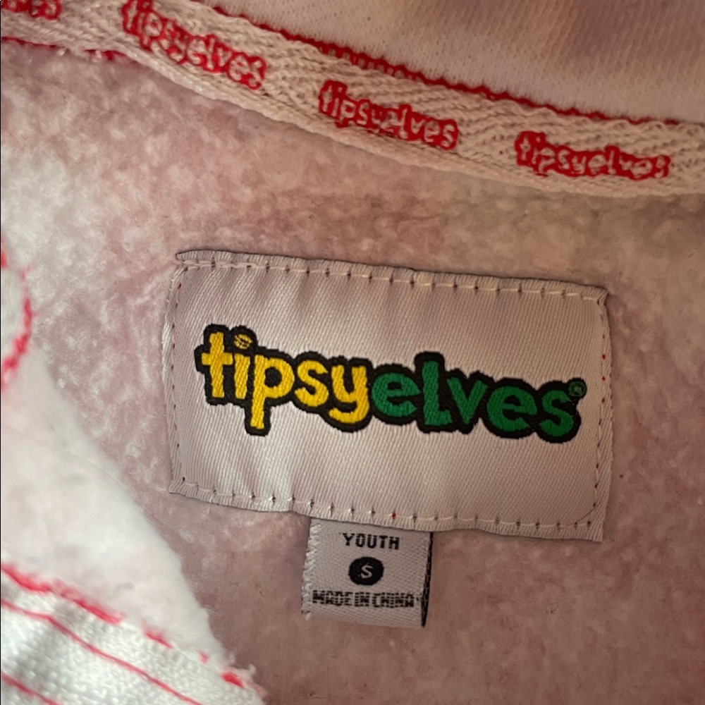 Tipsy Elves Youth Small, White and Red reindeer Christmas onsie